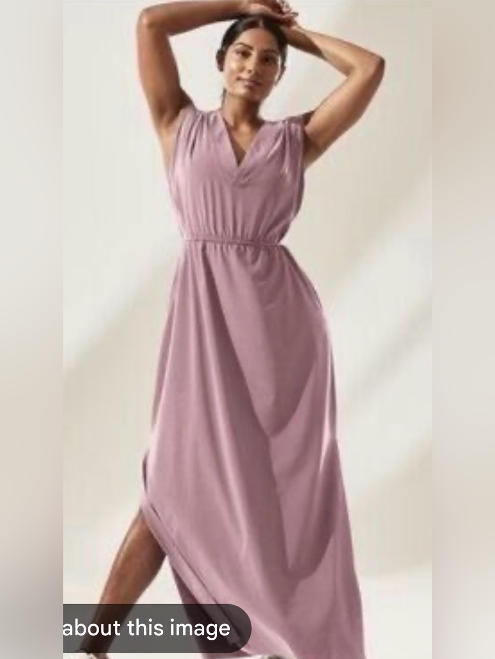 Athleta Marlow Maxi Dress Mauve Pink Dusty Rose Featherweight Stretch Small